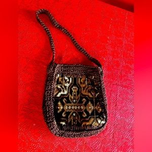 Beautiful Vintage Brown Fabric Purse 1970s Made In Italy “couch” Material